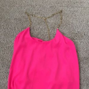 Foreign exchange pink top with gold straps